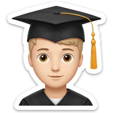 Graduated Students, Male, proudly, short hair, wearing graduation cap sticker
