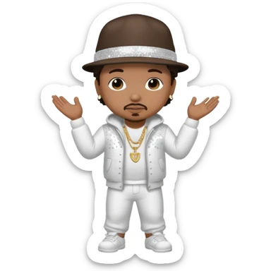 Baby Bash, Rapper (b.1969) with dark brown hair, white sequin outfit sticker