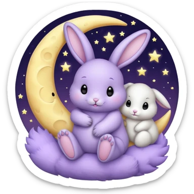 Lavender bunny holding a moon 🌙 🐰 sticker