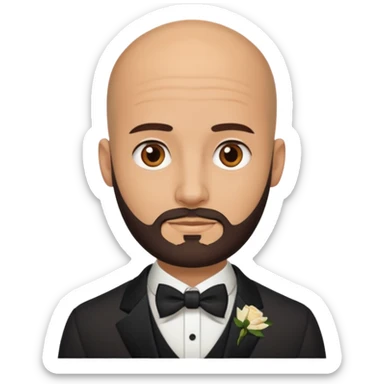 bald headed brown eyes groom with dark beard sticker