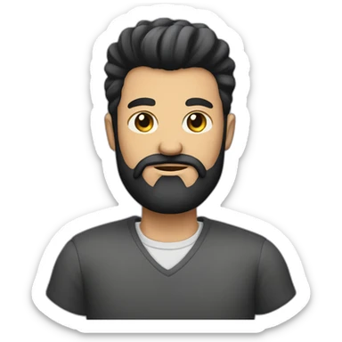 male with big black beard and a quiff sticker