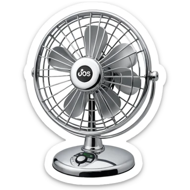 Desk Fan – classic round fan with metal cage and adjustable tilt. sticker