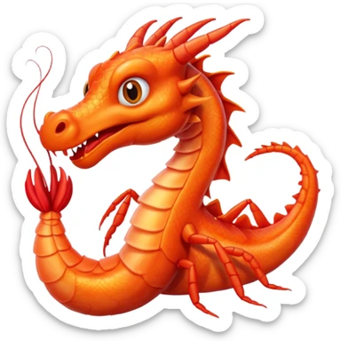 a dragon and a shrimp are friends sticker