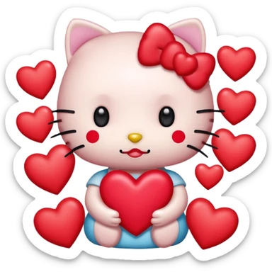 Hello kitty enamorada con muchos corazónes sticker