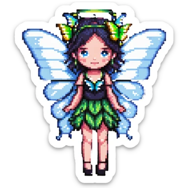 fairy with butterfly wings, vibrant colors sticker