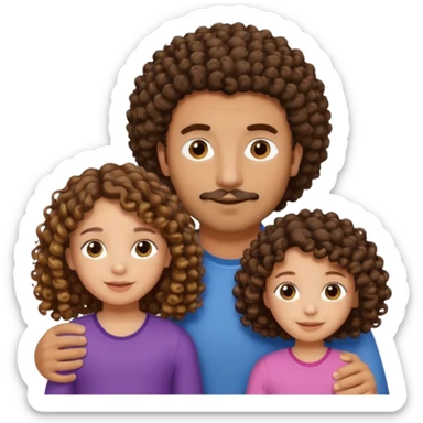 Brown dad with his two daughtersbone who is 5 and has curly hair and one who isn3 who has curly hair mixed race sticker