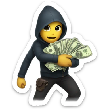 A thief with money in his hands sticker