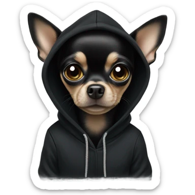 Black chihuahua in a black assc hoodie  sticker