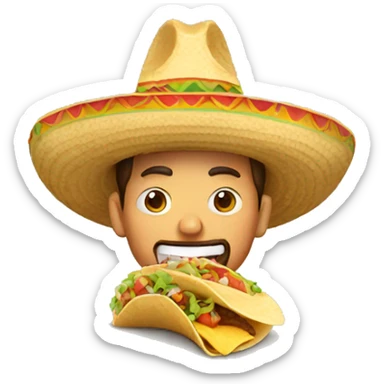 A man with a sombrero and eating a taco  sticker