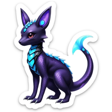 Shiny Dark Cute Majestic Sophisticated Modern Gothic Gloomy Futuristic Scaly Cyber-Salandit-Umbreon-Delcatty-Hybrid (Full body) sticker