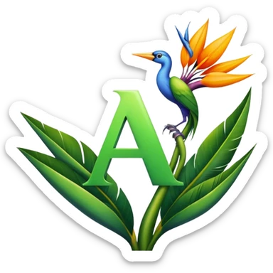 the flower the bird of paradise logo with the letter "A" sticker