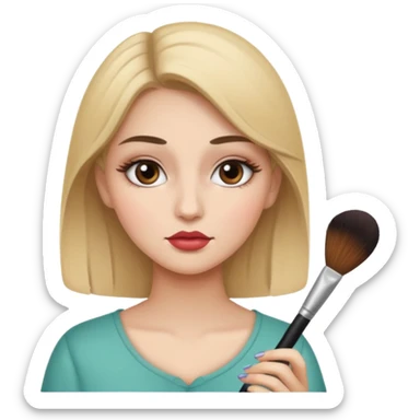 Girl applying makeup sticker