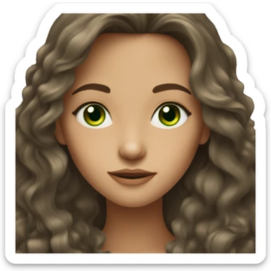 brunette girl with long flowy hair and green eyes  sticker