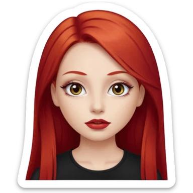 una chica con los labios y los ojos maquillados, de piel blanca con el pelo liso y largo y pelirrojo sticker