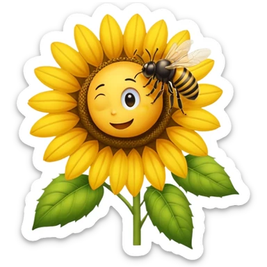  girasol y una aveja grande sticker