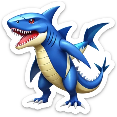Shiny Exotic Colorful epic Sharpedo-Garchomp-Koraidon-Fakémon-hybrid-creature (full body)  sticker