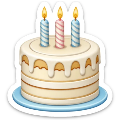 un gateau d'anniversaire dessiné au trait de couleur blanc sticker