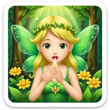 forest fairy blowing glowing kiss pollen sticker