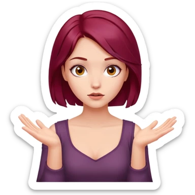 Beautiful long burgundy haired girl, shrugging shoulders sticker