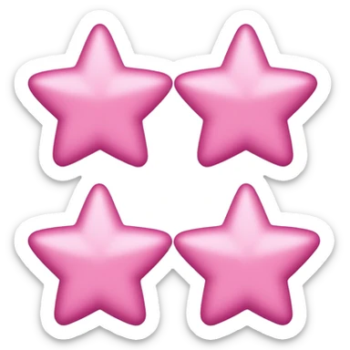Three small pink , 4-pointed stars grouped together. The stars have a slightly elongated shape, giving them a twinkling effect. They vary in size, with the largest star in the center and two smaller stars on either side.  sticker