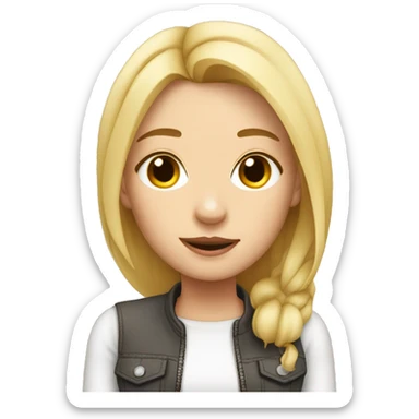 blonde girl with a franchbulldog sticker