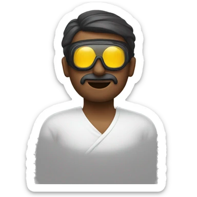 A man wearing Goggles doing namaste  sticker