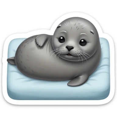 A lazy seal in bed dreams of a vacation in Paris. sticker
