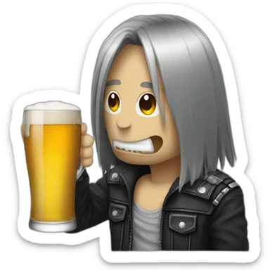 Metalhead drinking a glass of beer sticker