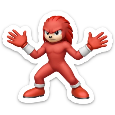 Sonic the hedgehogs friend knuckles a red animal with peach arms and white gloves sticker