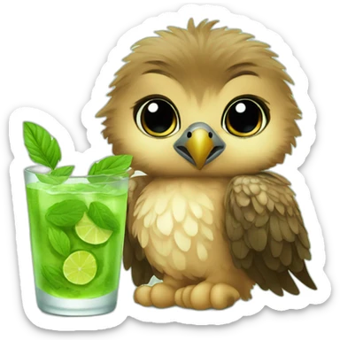 baby hawk drinks mojito sticker