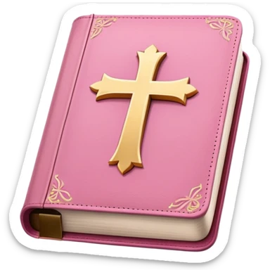 pink bible with a cross on it sticker