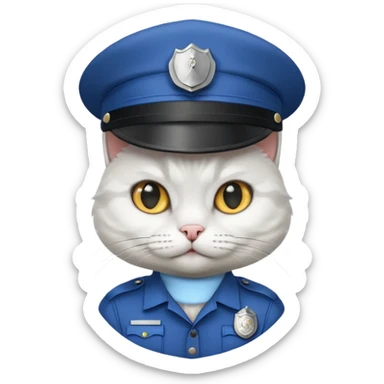 white cat police sticker
