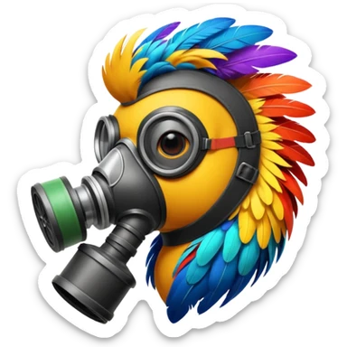 bird with gas masks sticker