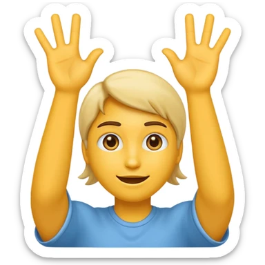 make the emoji what? whith two hands up combined with a six and  a seven sticker