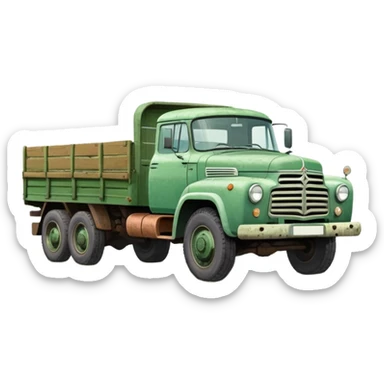 ZIL 130 Soviet truck with green cabin and flatbed, classic vintage Russian truck from 1960s sticker