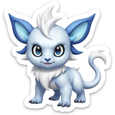 White glossy soft silky furry iridescent Absol-Shinx-fusion-hybrid, full body sticker