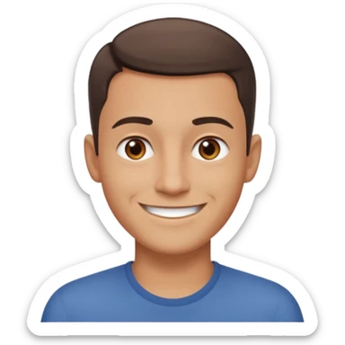 clean shaven, short hair, brown eyes, no glasses, medium skin, smiling man sticker