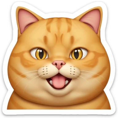 fat yellow confused cat open mouth and question mark signs on his head sticker