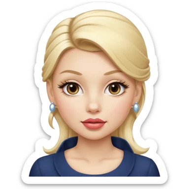 The classic popular rich American girl,with a blonde ponytail,perfect lips,nose,not so tan but pale and with this long lashes,big glossy lips sticker