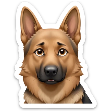 Cinematic Meme-Worthy Grumpy Tan/Black German Shepherd Portrait Emoji, Head held high but eyes filled with dramatic disappointment, smooth tan fur with a bold black saddle, deeply furrowed brow forming an unmistakable scowl, floppy ears slightly angled back in disapproval, piercing brown eyes glaring with pure exasperation, Simplified yet hilariously over-exaggerated features, highly detailed, glowing with an aura of supreme annoyance, high shine, exhausted yet judgmental, stylized with an almost regal pettiness, bright but brooding, soft glowing outline, capturing the essence of a guardian that has seen it all and is thoroughly unimpressed, so meme-worthy it feels like it could instantly become the next viral sensation of grumpiness! sticker