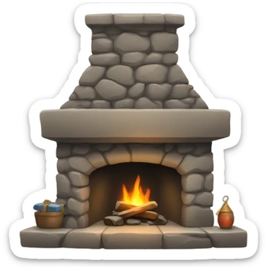 Cozy stone fireplace sticker