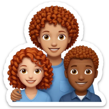 A couple with two black men and one curly redhead girl  sticker