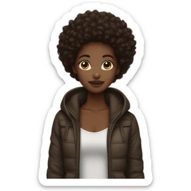 black skin girl afro brown hair sticker