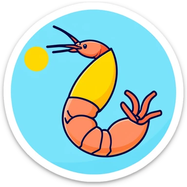 Shrimp inside yellow sun sticker