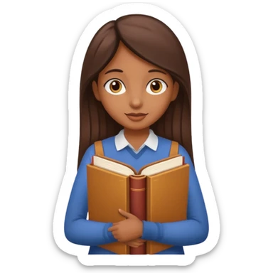 A brown-skinned girl holding long books sticker