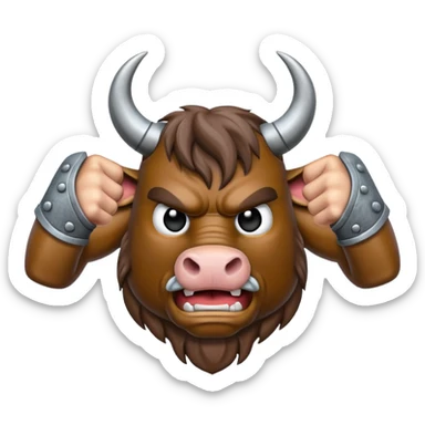 Emoji of an iron horseshoe with an angry powerful bull in the middle showing a thumbs down (DisLikes) sticker