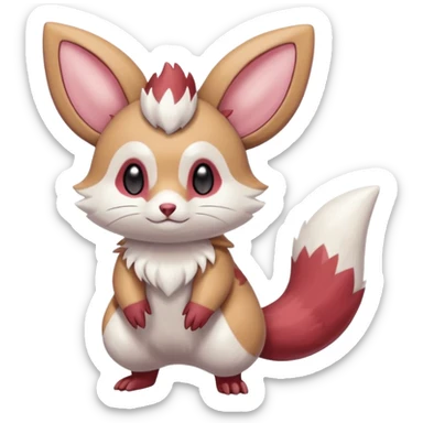 Cute adorable pastel Furret-Minccino-Zangoose-Buizel-hybrid-fusion, full body sticker