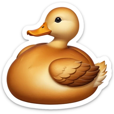 bread loaf shaped like a duck, golden brown crust sticker