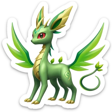 Shiny 4-legged Electrike-Flygon-Virizion-Zygarde-Leafeon-fusion, full body sticker
