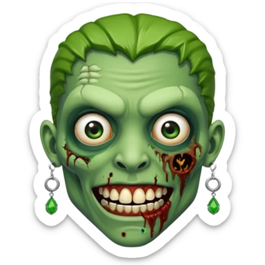 Create a zombie emoji with grillz and earring sticker